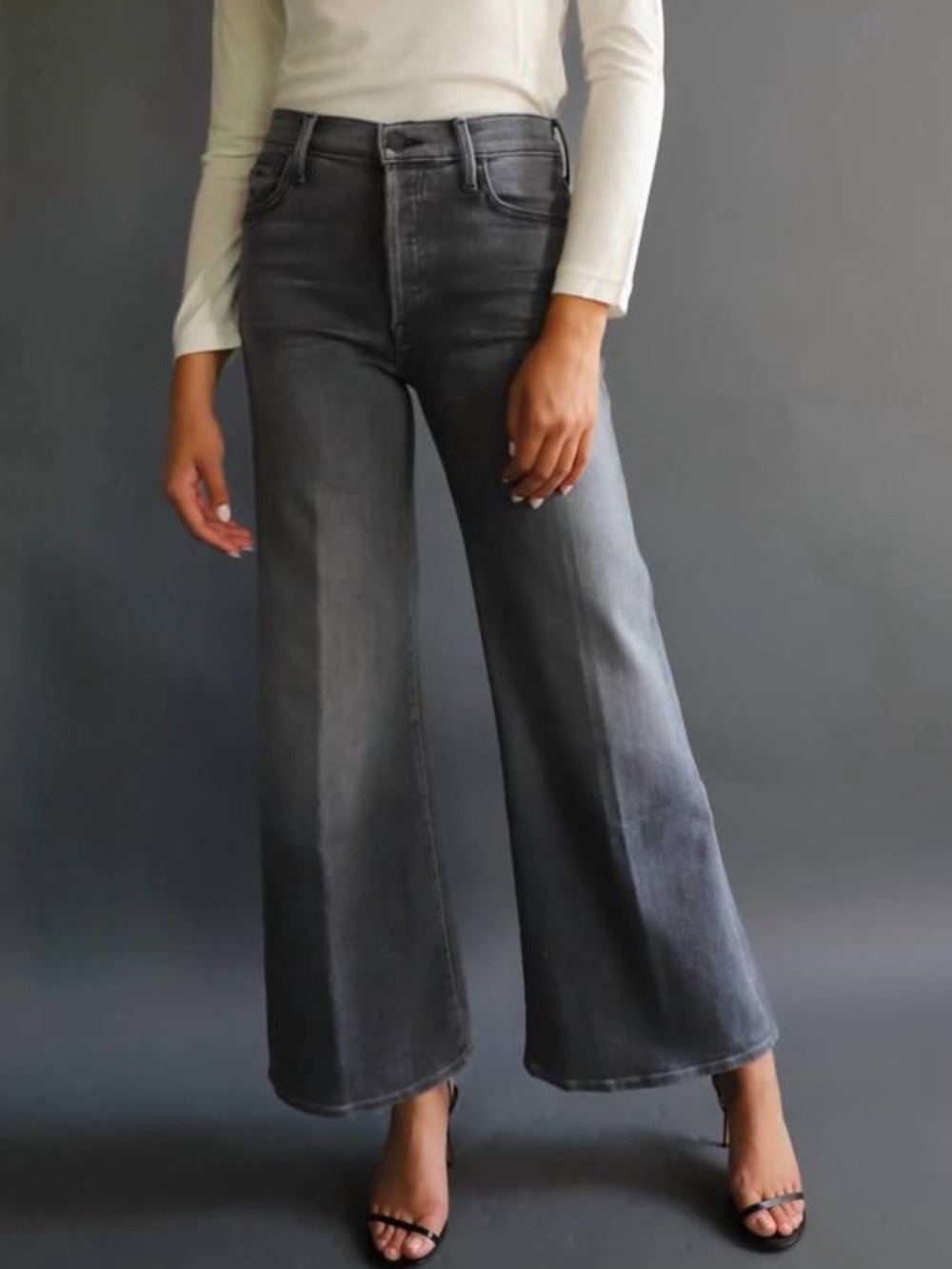 MOTHER The Tomcat Roller Wide Leg Jean Digging Up Dirt Grey Size 30